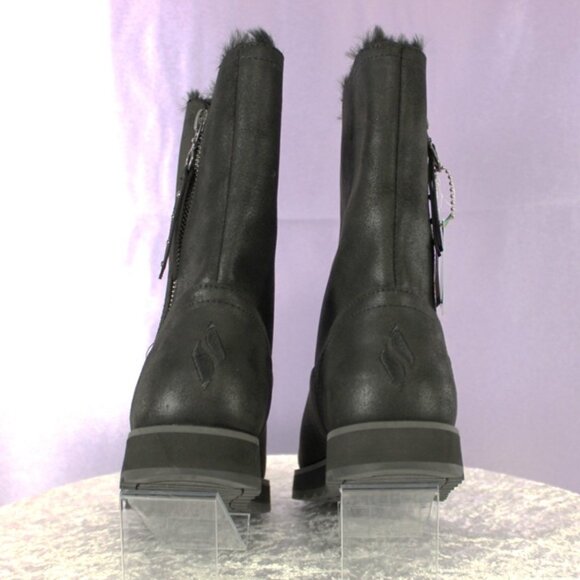 Skechers Women’s Warm Tech Memory Foam Faux Fur Zip Boots – Black - Picture 5 of 9